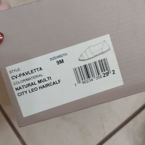 New Crown Vintage Pavletta Sandal Leopard Cow Hair leather flat peep toe size 9 - Picture 5 of 5